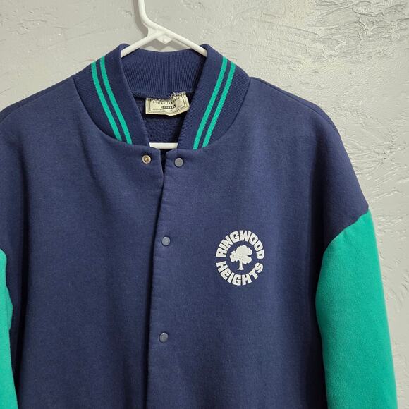 Vintage Australian Made Apparel Blue/Green Button Front Sweatshirt Size M - Picture 2 of 8
